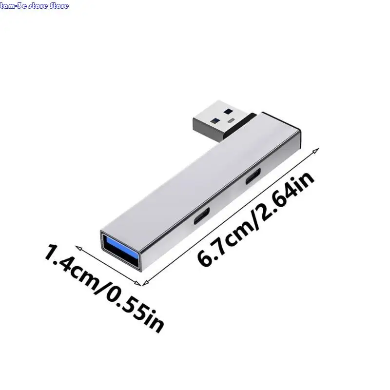 D0UA alumínio USB3.0 Hub USB Splitter USB Expander USB para 2Type C e USB Port Expander para transmissão dados rápida