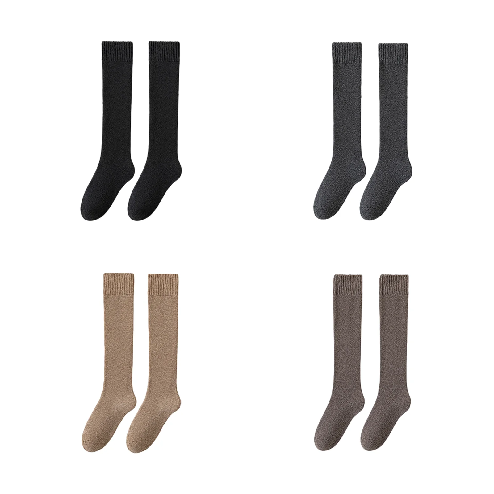 

Теплые наколенники и утолщенные махровые носки для осени и зимы, 4 цвета (черный + темно-серый + хаки + кофейный)