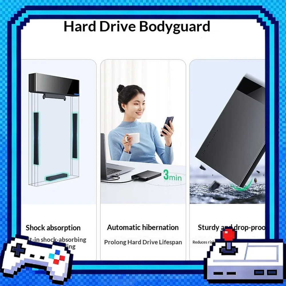 UGREEN US221 60734 2.5 Inch SATA to USB 3.0 External Hard Drive Enclosure with USB A USB C 2 in 1 Cable