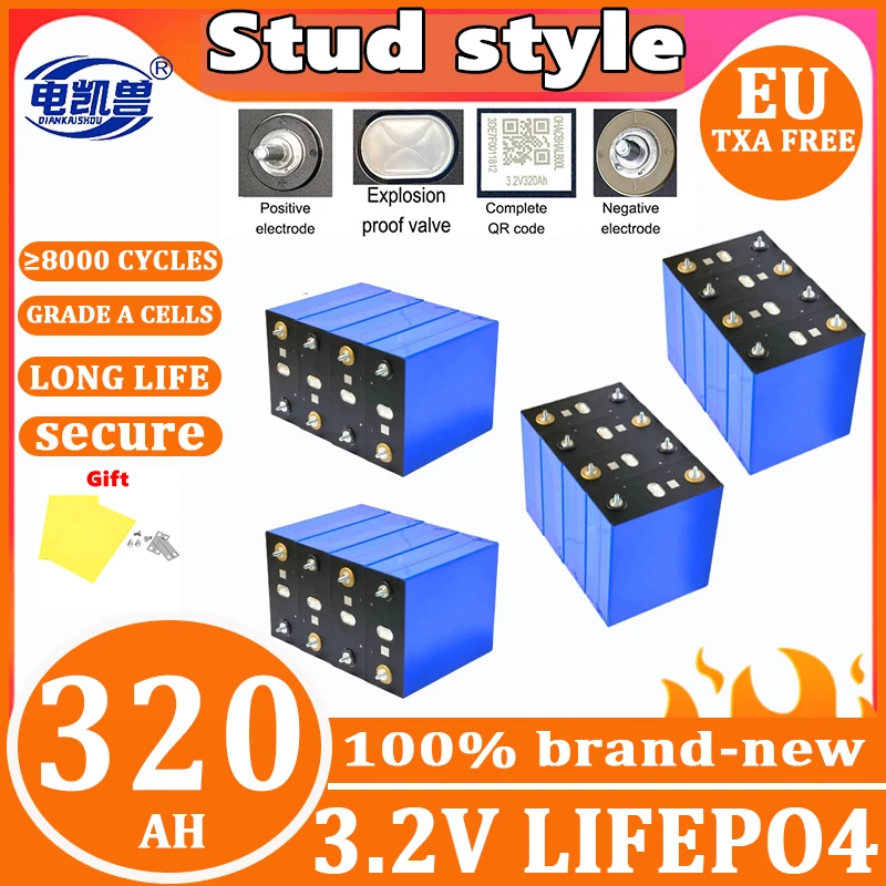 

Новые 8000 циклов 3,2 В 320 Ач Lifepo4 аккумуляторные батареи DIY 12 В 24 В 48 В RV EV лодка яхта фургоны класс A ячеек беспошлинная торговля