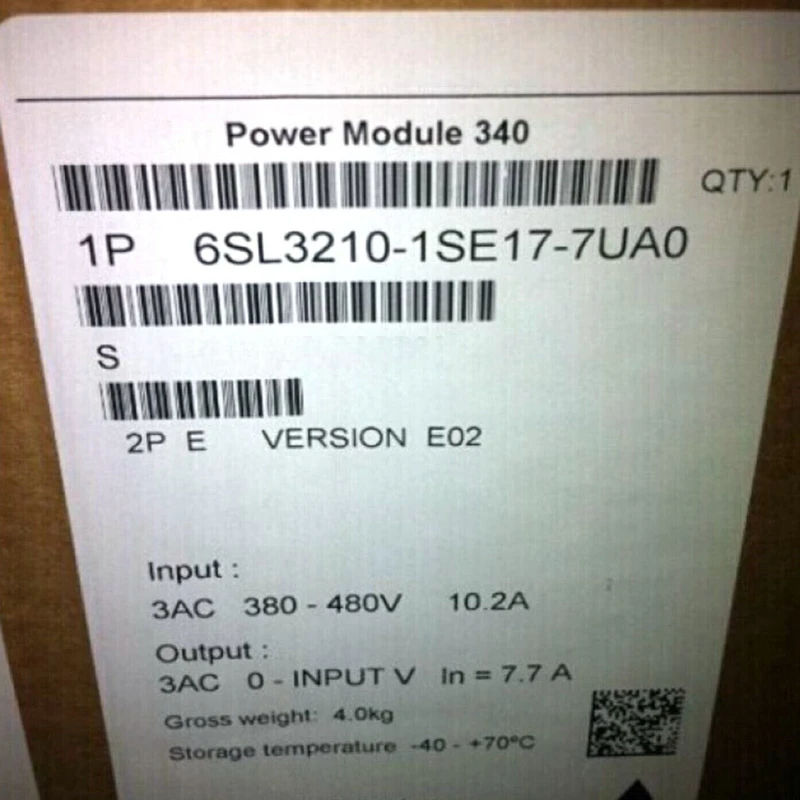 NEW 6SL3210-1SE17-7UA0 3AC 380-480V, 50/60Hz Output: 3AC 7.7A (3.0kW) Structural Form 6SL3 210-1SE17-7UA0