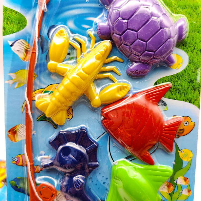 Ensemble de jouets de pêche magnétiques de dessin animé pour enfants, jeux de pêche en plein air pour enfants, jeu de poisson d'eau, cadeau chaud pour garçon et fille, nouveau