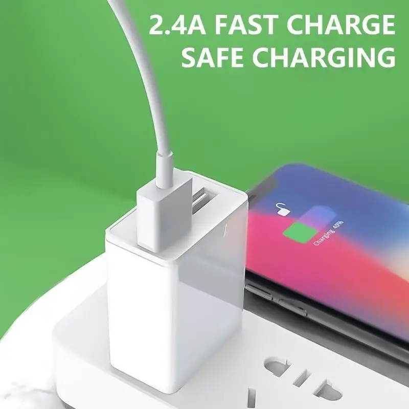 

31BA USB Wall Charging 2.4A Double USB Port Cube Power Plug Adapter Fast Phone Charging Block Charging Box Brick for Phone