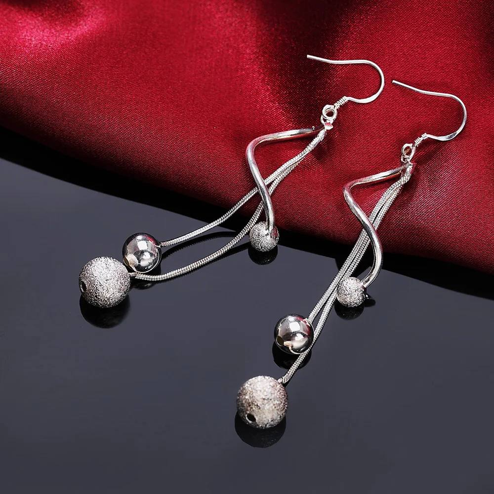 Tassel Beads Long Earrings Silver plated For Women Fashion Jewelry Couple Gifts Trendsetter Recommendation