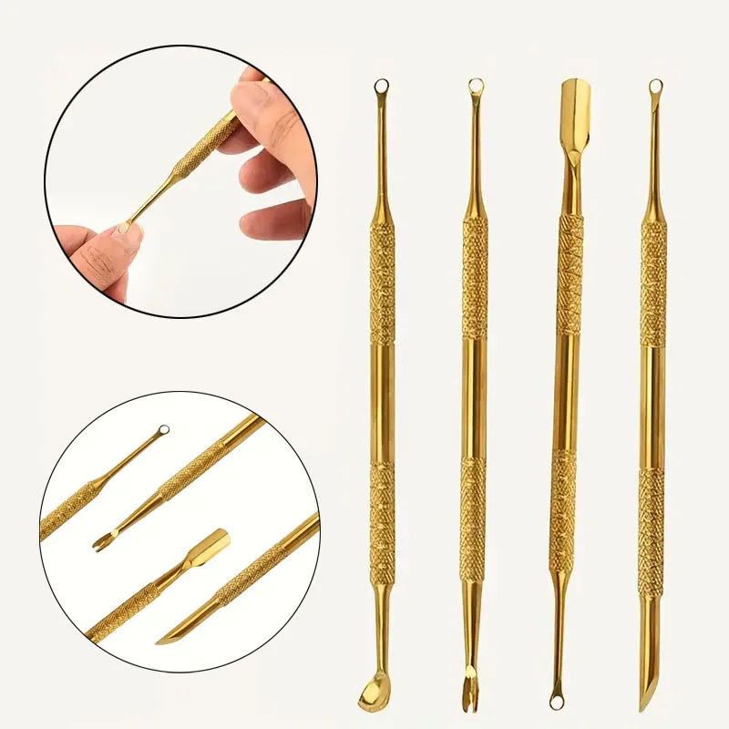 

4pcs Double Ended Stainless Steel Dual Head Cuticle Pusher Dead Skin Remover and Callus Trimmer Manicure and Pedicure Tool