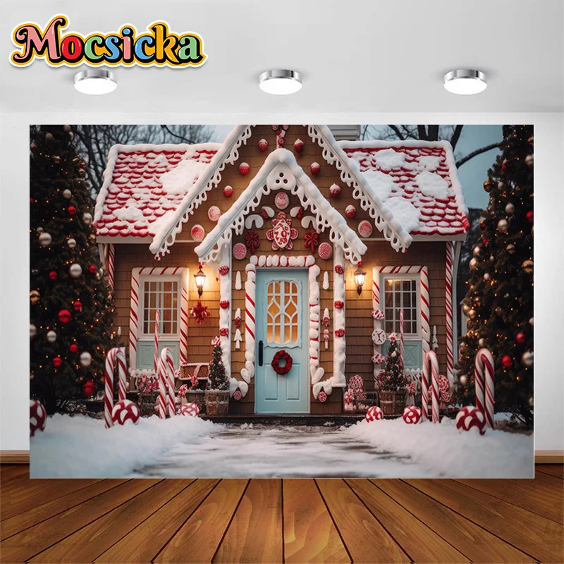 

Mocsicka Photography Backgrounds Forest Candy House Snow Christmas Decoration Backdrops Kids Adults Portrait Photo Studio Props