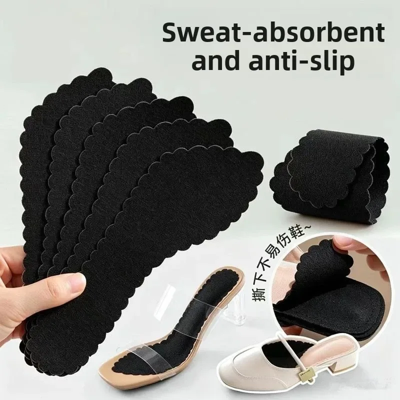 Women Ultra Thin Self Adhesive Forefoot Insoles, Anti Slip Sweat Absorbing High Heel Foot Cushions