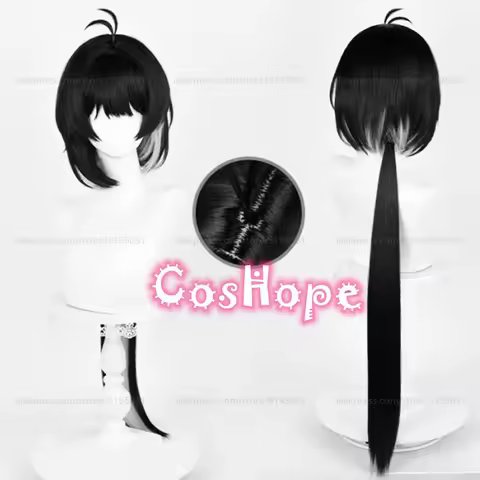 Female Rover Cosplay Wig Unisex 98cm Long Black White Wig Cosplay Anime Cosplay Wigs Heat Resistant Synthetic Wigs