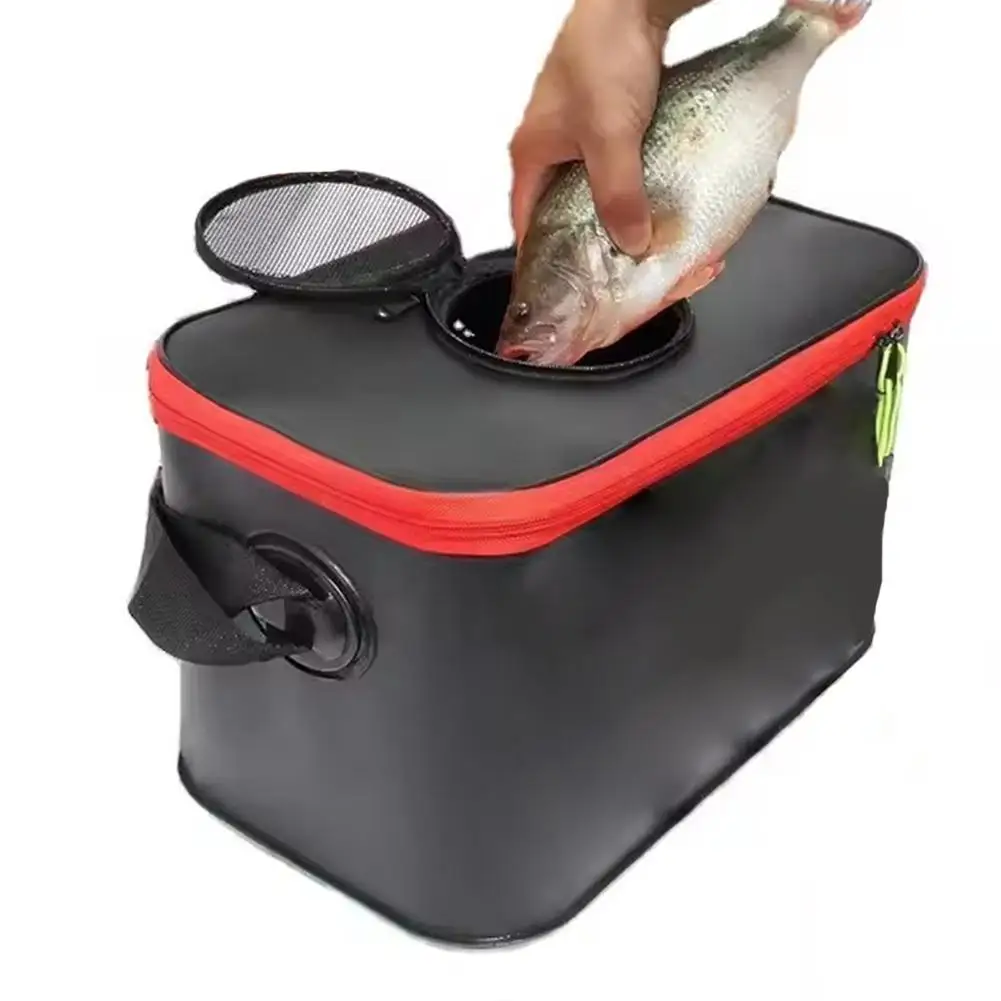 دلو صيد متعدد الوظائف قابل للطي محمول دلو صيد دلو السمك مناسب لتخزين الأسماك الحية والطازجة Ba D0W1