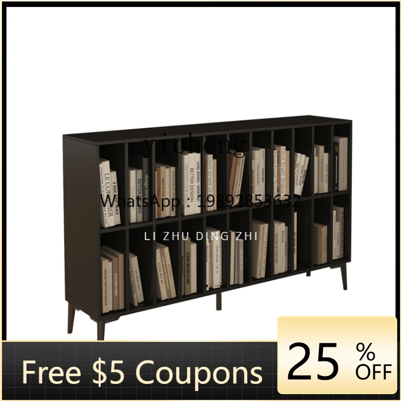 

ZXl Simple Bookcase Storage Black Grid Cabinet Living Room Study Storage Magazine Cabinet