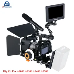 SZPowerwin For A6000 A6300 A6400 A6500 DSLR Camera Photo Studio Rig Kit Fit with Slider Stabilizer Follow Focus Cage and Barn