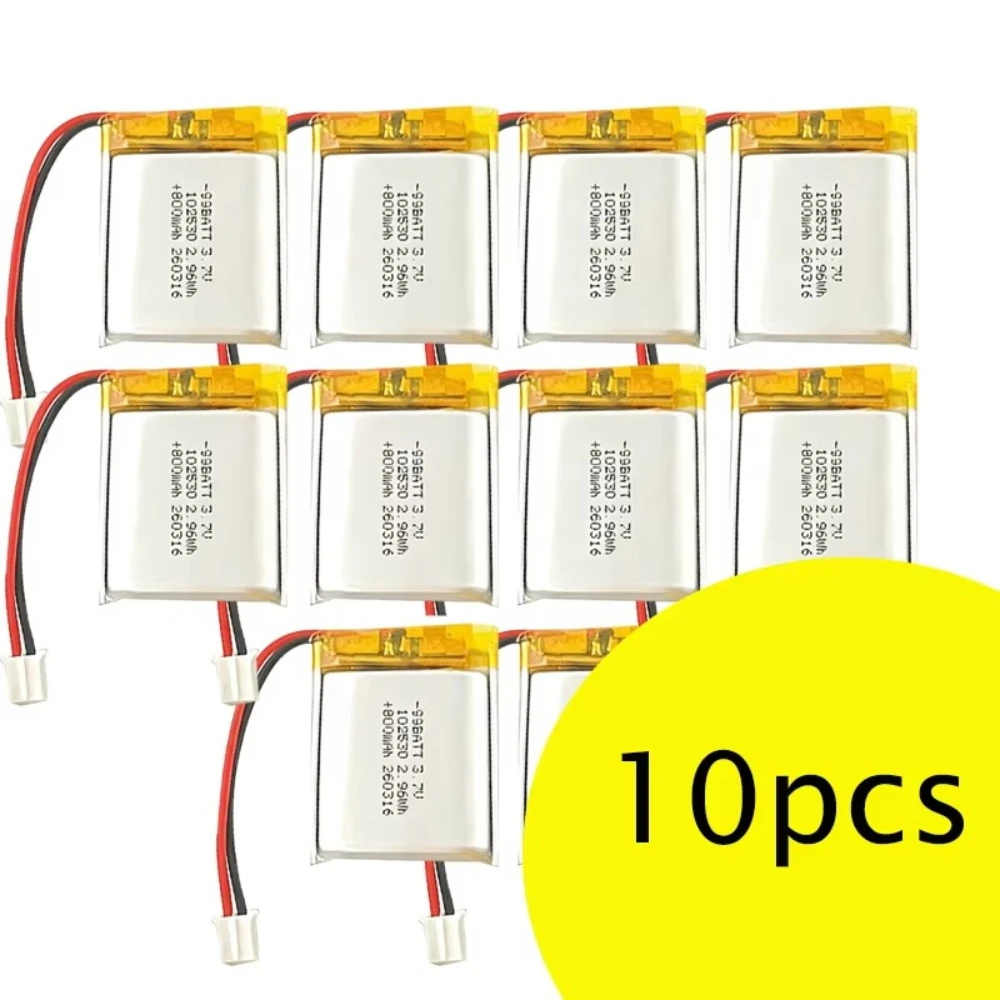 10PCS-102530 800mAh 3.7V Battery Rechargeable Lipo Batteries for Bluetooth Speaker Medical Power Beauty Instrument MP3/4/5 GPS