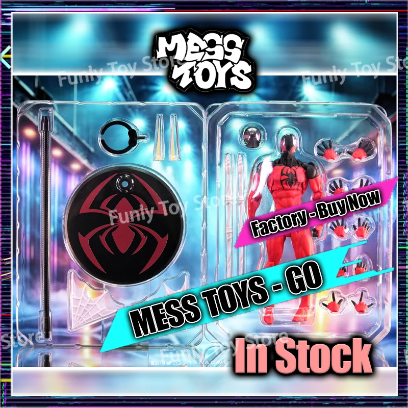

In Stock Mess Toys Spider Man Scarlet Spider Kaine Parker Messtoys Spiderman Black Suit Symbiote Anime Action Figure Gifts Toys
