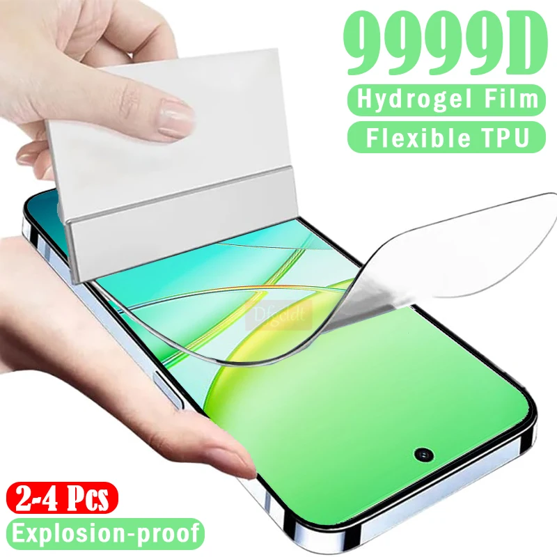 2-4Pcs Silicone Clear Hydrogel Film For Vivo T3X T2X T1X T3 Lite T2 T1 Pro Screen Protector For Vivo Y56 Y36 Y16 Y27 Y27S Y17S