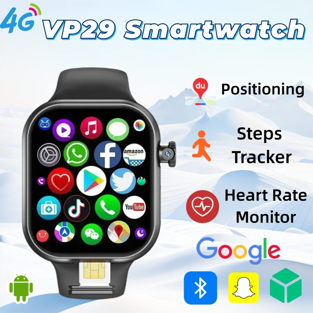 

VP29 5G Smartwatch: 2.29" AMOLED, Rotating Camera, GPS, WiFi, NFC, Google Play, Android