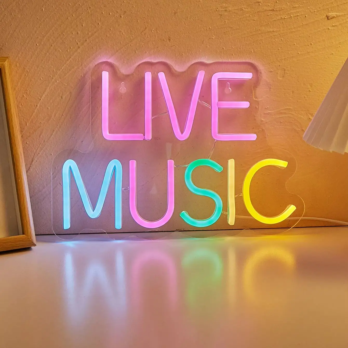 Chi-buy LED Neon LIVE MUSIC USB Powered Neon Signs Decor Lamp Signs Birthday Gift Wall Art For Bedroom Room Bar Shop