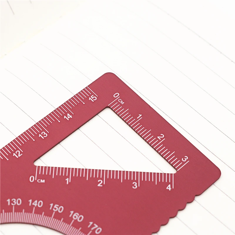 Multi functional 4-in-1 straight ruler Aluminum alloy material Draw a triangle  Wave lines Protractor