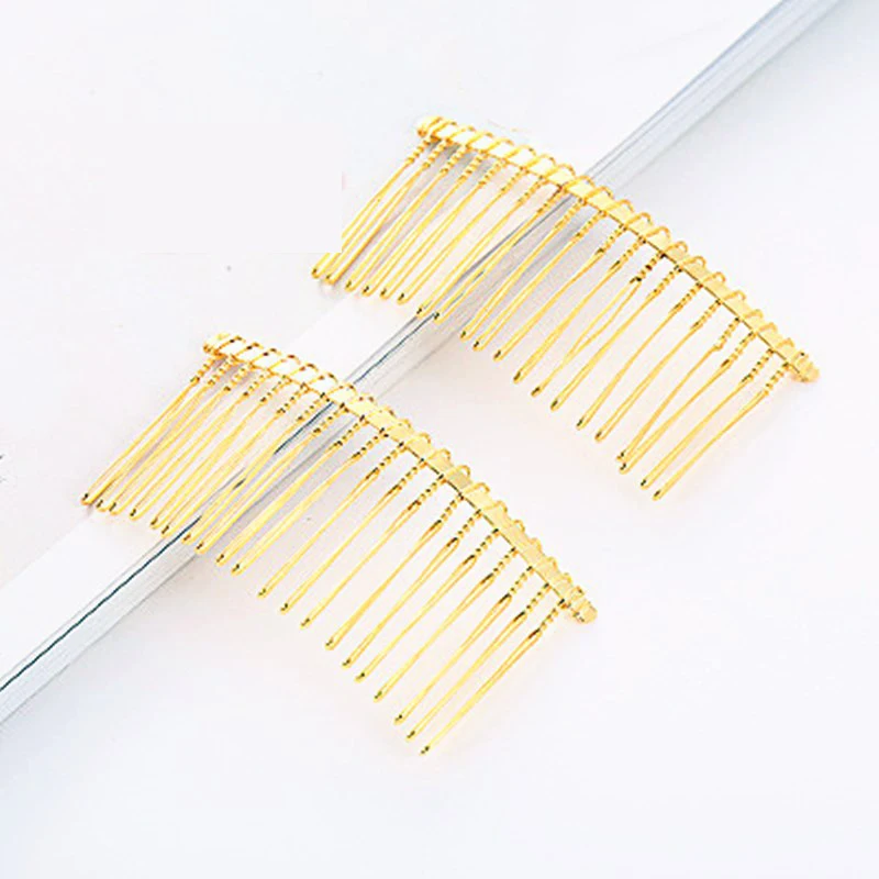 100 Pieces 20 Teeth Rose Gold Color Black Metal Hair Comb Clips For DIY Wedding Headpiece Bride Women Hair Jewelry