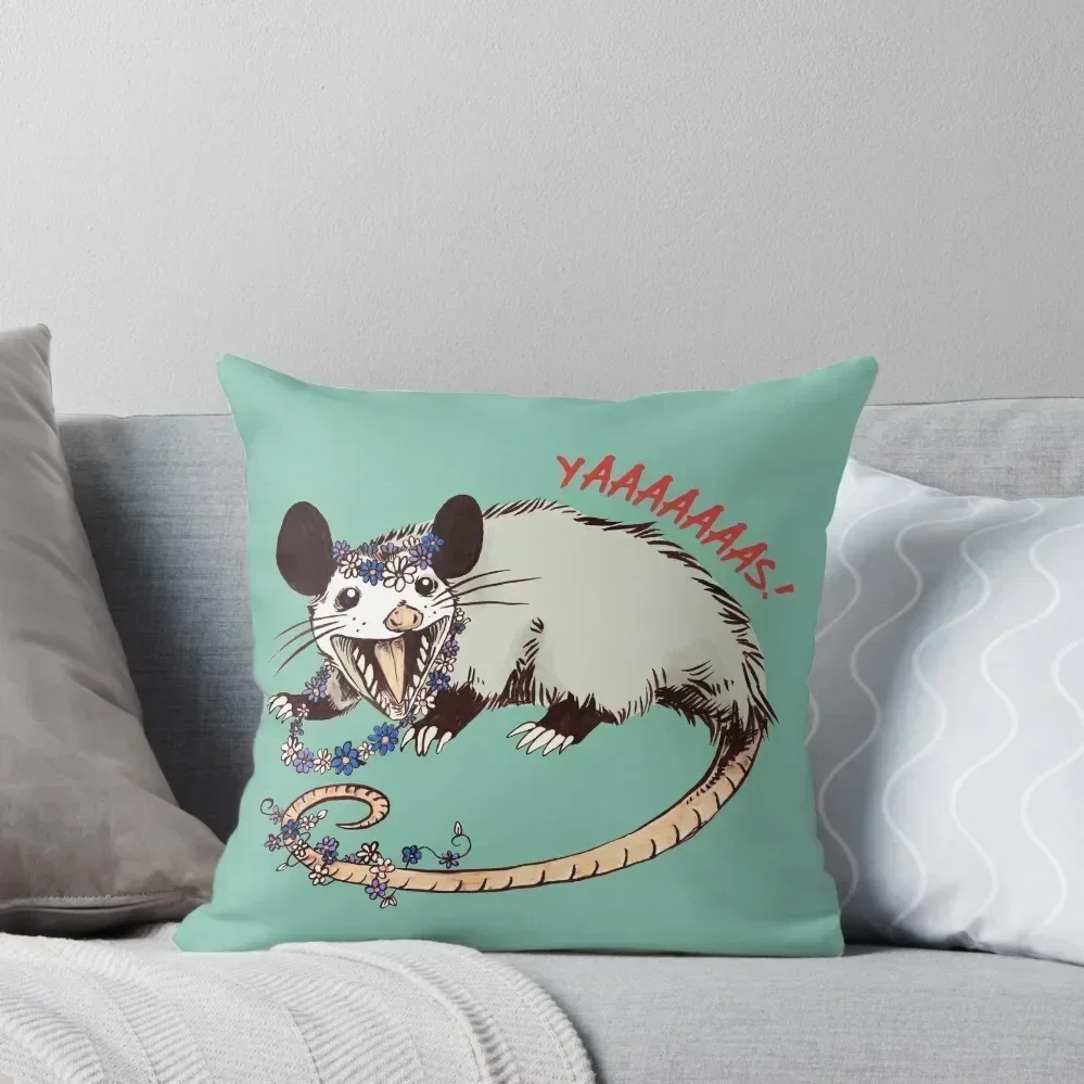 Daisy Chain Opossum Possum Yaaaas! Throw Pillow Room decorating items Anime pillow