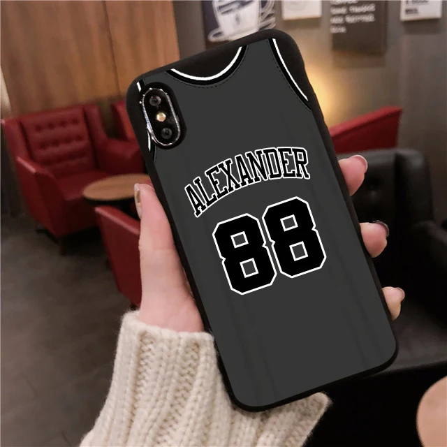 Custom Basketball Jersey Number Name DIY Case for iPhone 13 12 11 Pro Max SE 2020 Cover Silicone Funda for iPhone 8 Plus XS XR 7