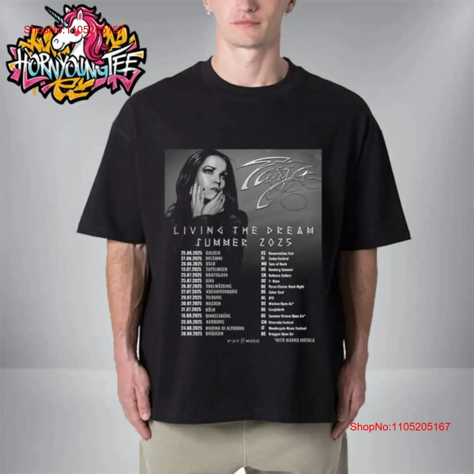 Tarja Turunen Living the Dream Tour Summer 2025 Poster Schedule Dates T Shirt vintage Washed Casual graphic designer clothes