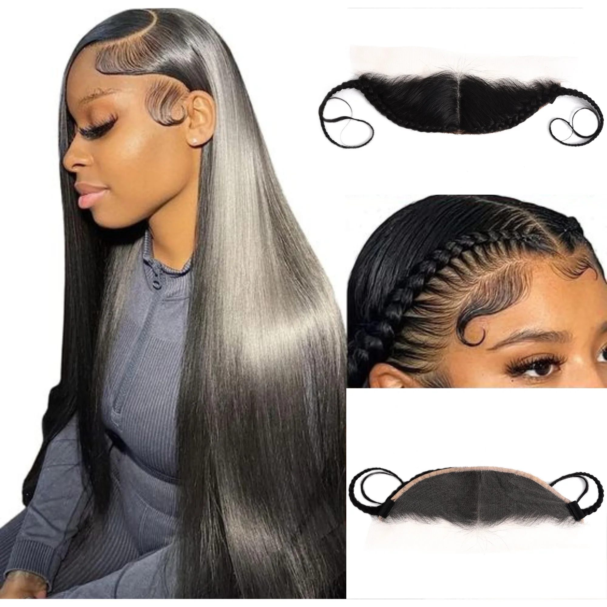 자연모 13x4 스트레이트 레이스 프론탈 브레이드 포함 브라질산 버진 인모 프론탈 레이스 헤어밴드 가발용