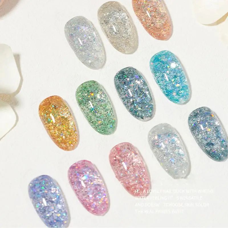 1 ~ 4 Stuks 5Ml Glanzende Gel Nagellak Schilderij Nail Art Vernis Semi Permanente Glitter Polish Uv Nail Gel Top Coat Manicure