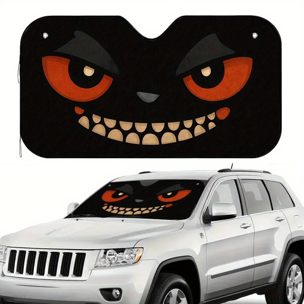 

1pc Sinister Smirk Face Car Sun Visor, Suitable For Daily Driving And Weekend Trips, Blocks Strong Sunlight, Ensuring A Pleasant