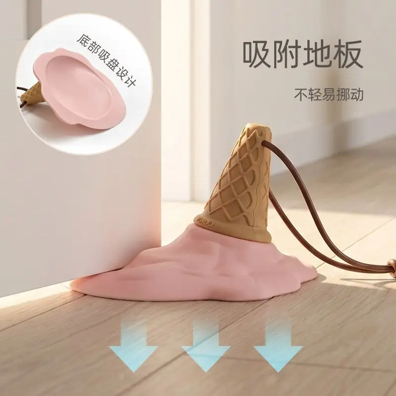 Cute ice cream door stopper soft rubber multi scene door handle anti-collision plug cartoon interesting limiter silent windproof