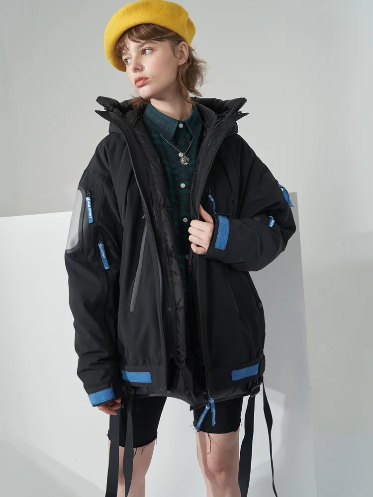 Imagem -05 - Feminino & Homem Parkas para Baixo Cabolsa Destacável Interior Windbreak Puffer Jaqueta 2023 Carga Cabolsa de Inverno Grosso Calor à Prova Impermeável Água Esqui Wear