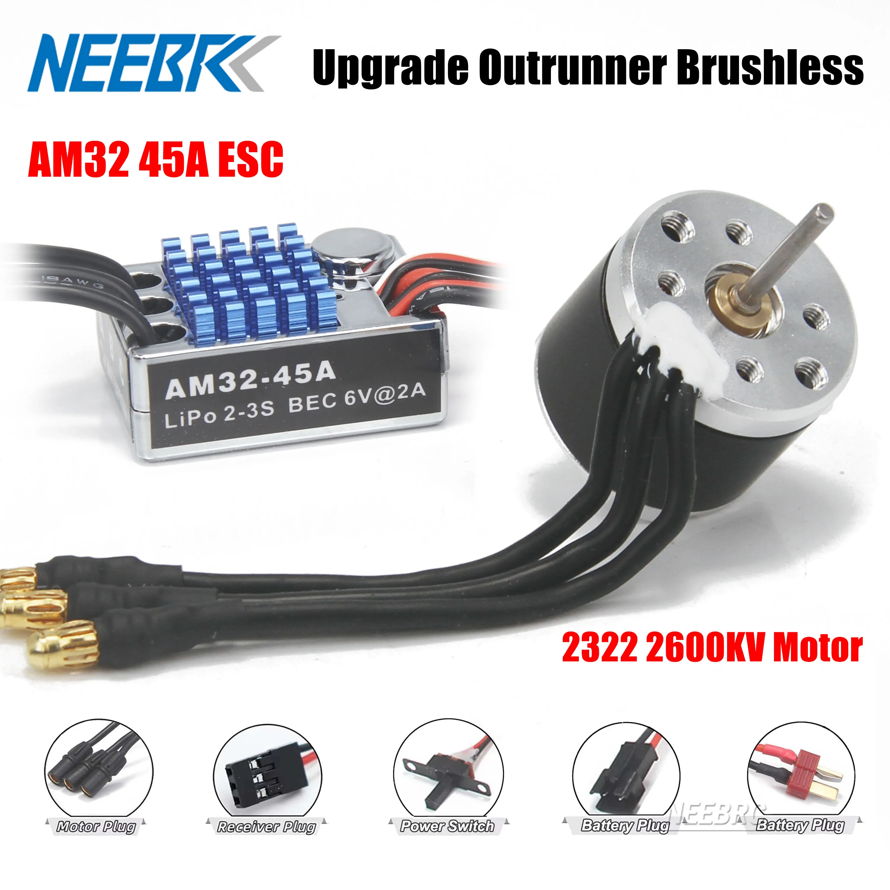 2322 2600KV Outrunner Crawler Bürstenloser Motor AM32 45A ESC BEC für MN WPL C54 1/12 RC Car 280 370 Brushed Upgrade Teil Power Kit
