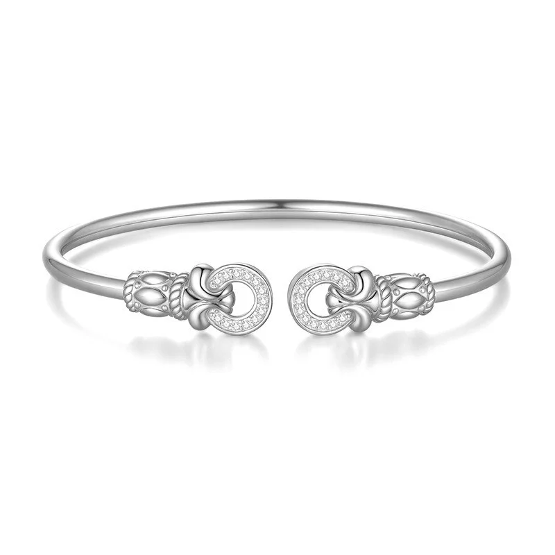 

ZFSILVER Silver s925 Fashion Luxury Moissanite Design Double Cirxle Bangle Bracelet For Charms Women Wedding Jewelry Gift B20075