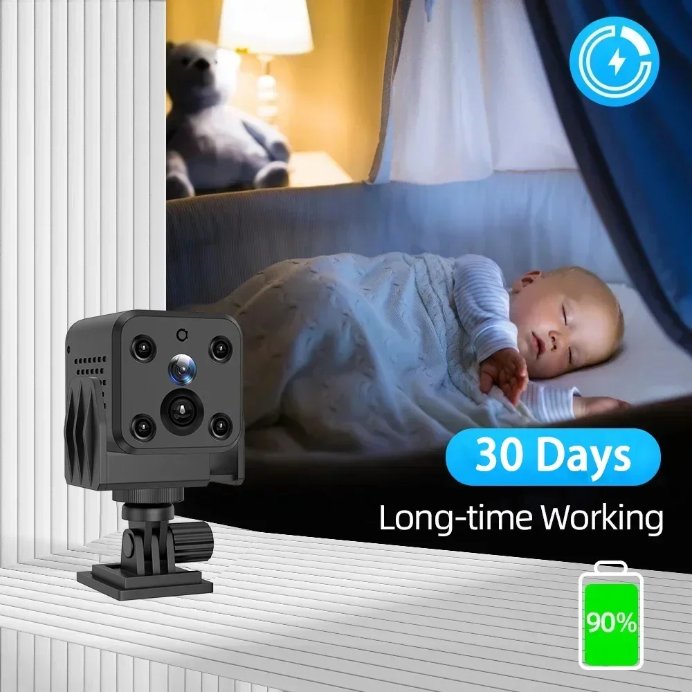 Mini caméra de sécurité à domicile avec batterie intégrée, détection de mouvement PIR, vidéosurveillance, caméscope, vision nocturne IR, moniteur pour bébé, 4MP, 4G