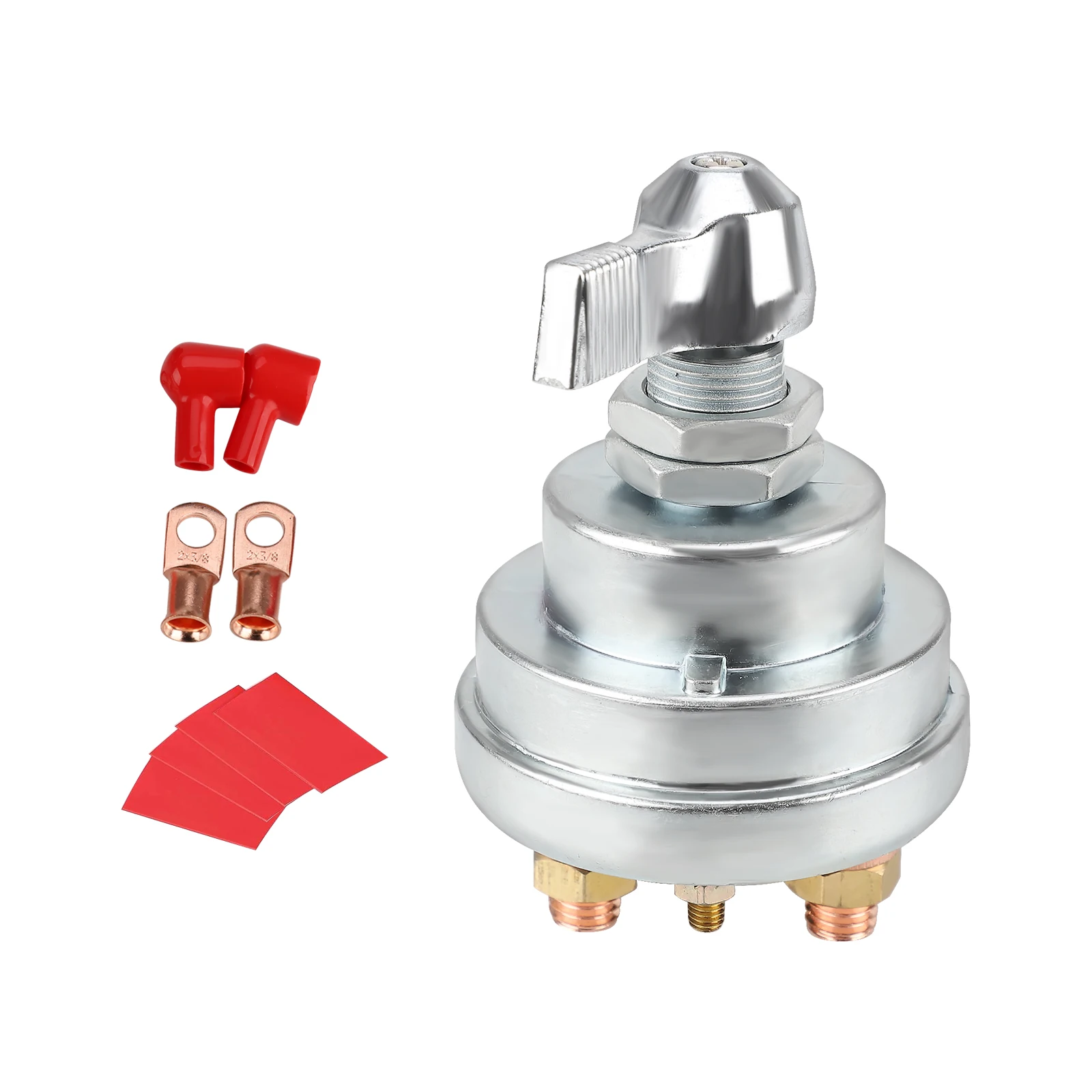 6-32V 185A Master Battery Disconnect Switch NO/OFF 4 post DPST kill cut off Red copper nickel plating+nylon PA66 flame retardant