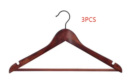 3 Pack Wooden Hangers, Solid Wood Coat Hanger Smooth Finish Wood Hangers Wooden Clothes Hanger with Non-Slip Pant Bar