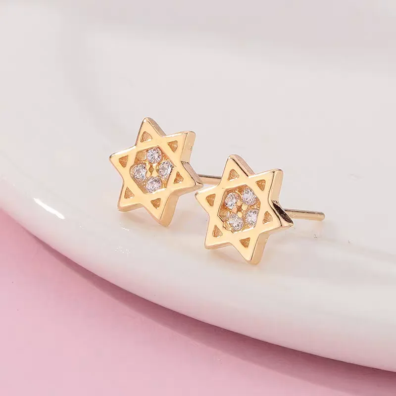 925 Pure Silver Stud Earrings Fashionable Hexagram Design Exquisitely Crafted Highly Simple Korean Style Earrings for Women