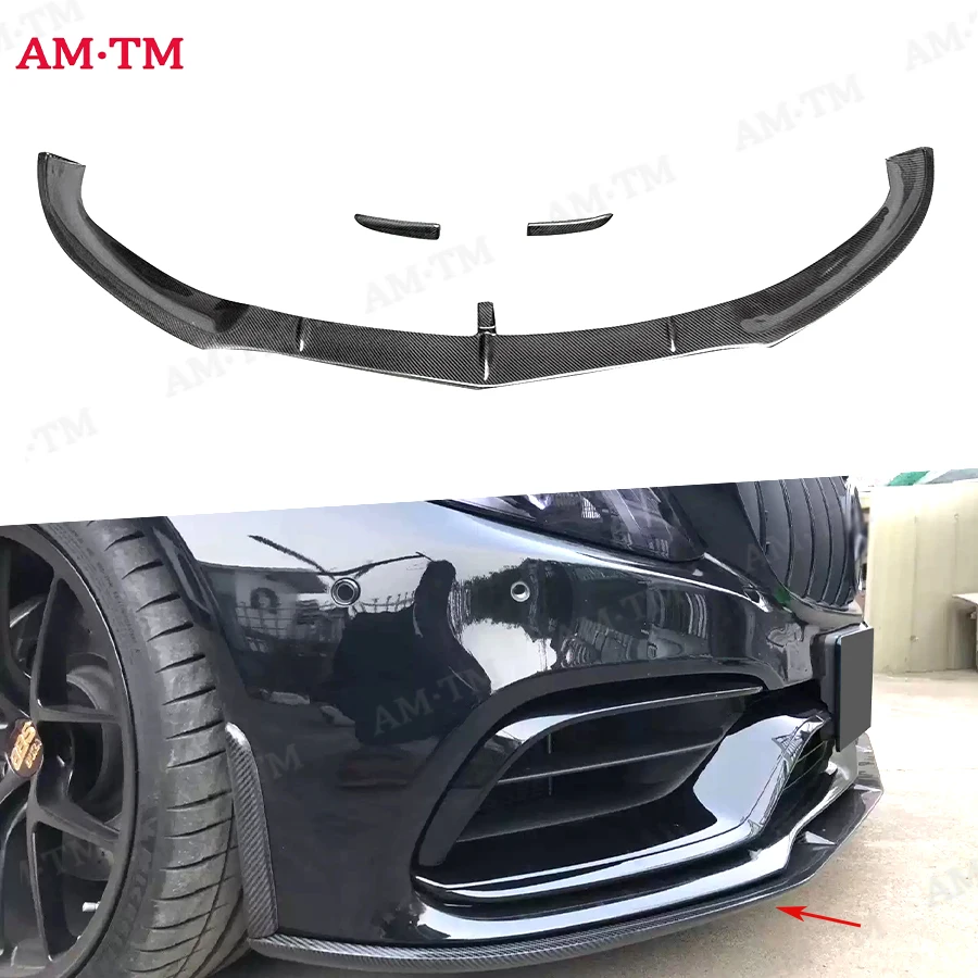 

Передний бампер из углеродного волокна, сплиттер, спойлер на подбородке с боковыми накладками для Benz W205 C205 C63 AMG Sedan Coupe 2015-2022