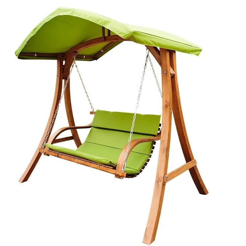 Outdoor hanging chair, wooden swing, park courtyard double rocking chair, adult balcony swing, leisure chair for home use