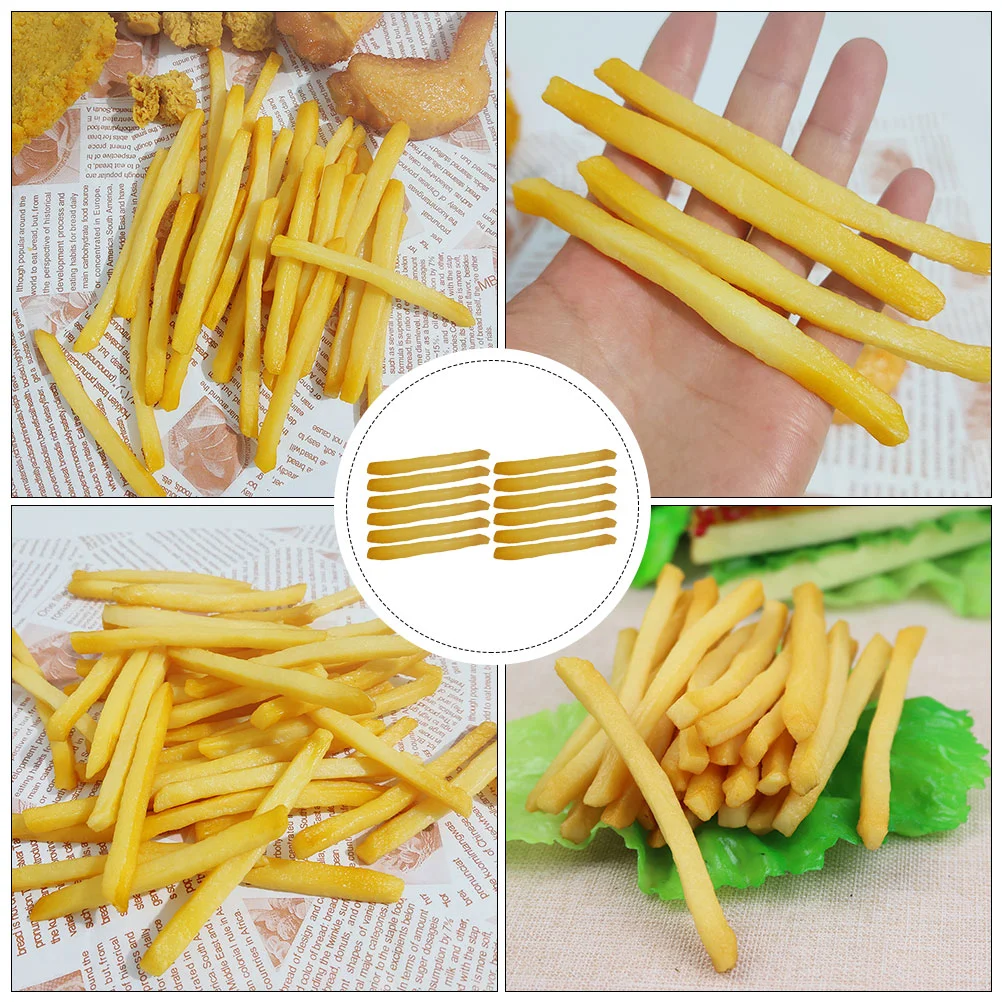 12pçs adereços de comida falsa, simulação de batatas fritas, decoração, modelos de chips artificiais realistas