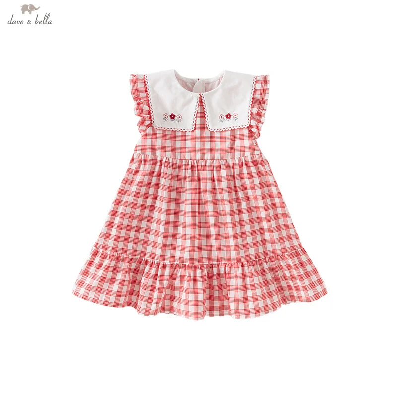 Dave Bella Summer Girl's Cotton Plaid Dress Gentle Sweet Cute Children's  Dress Short Sleeves Casual Party Thin Outdoor DB2252293 - AliExpress 1501