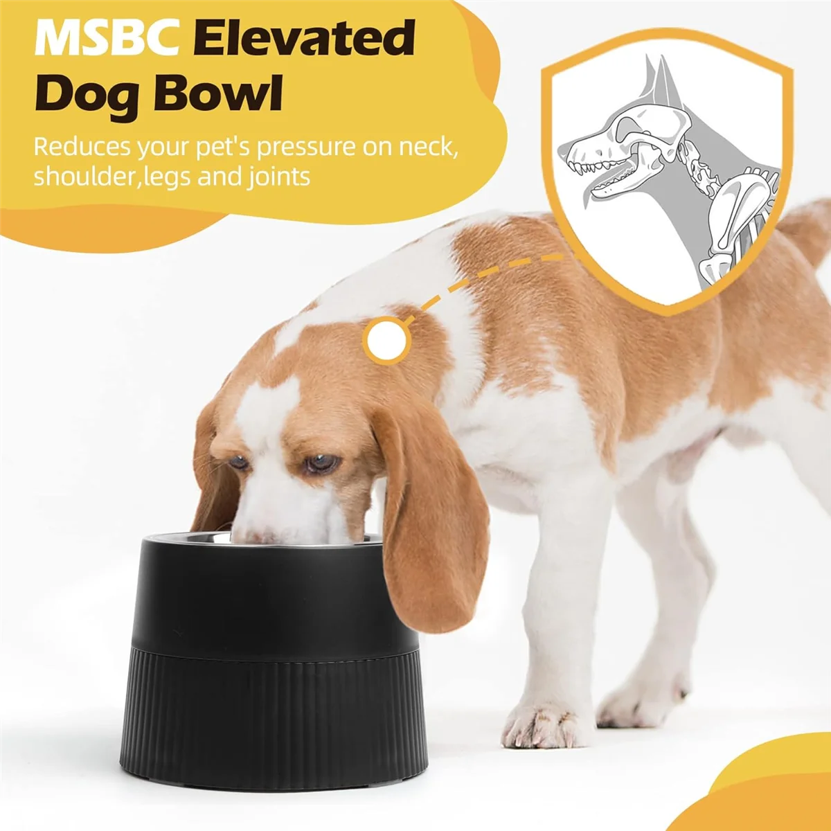 Elevated Dog Bowl, Raised Dog Feeder with Removable Stainless Steel Food and Water Bowl, Non-Skid Dog Dish Black