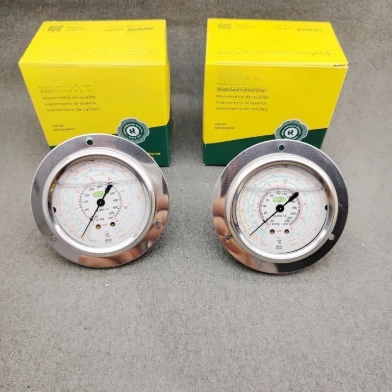 1PCS REFCO Axial Radial Pressure Gauge R22 R134a High Low Refrigeration Air Conditioning ToolGoods in stock