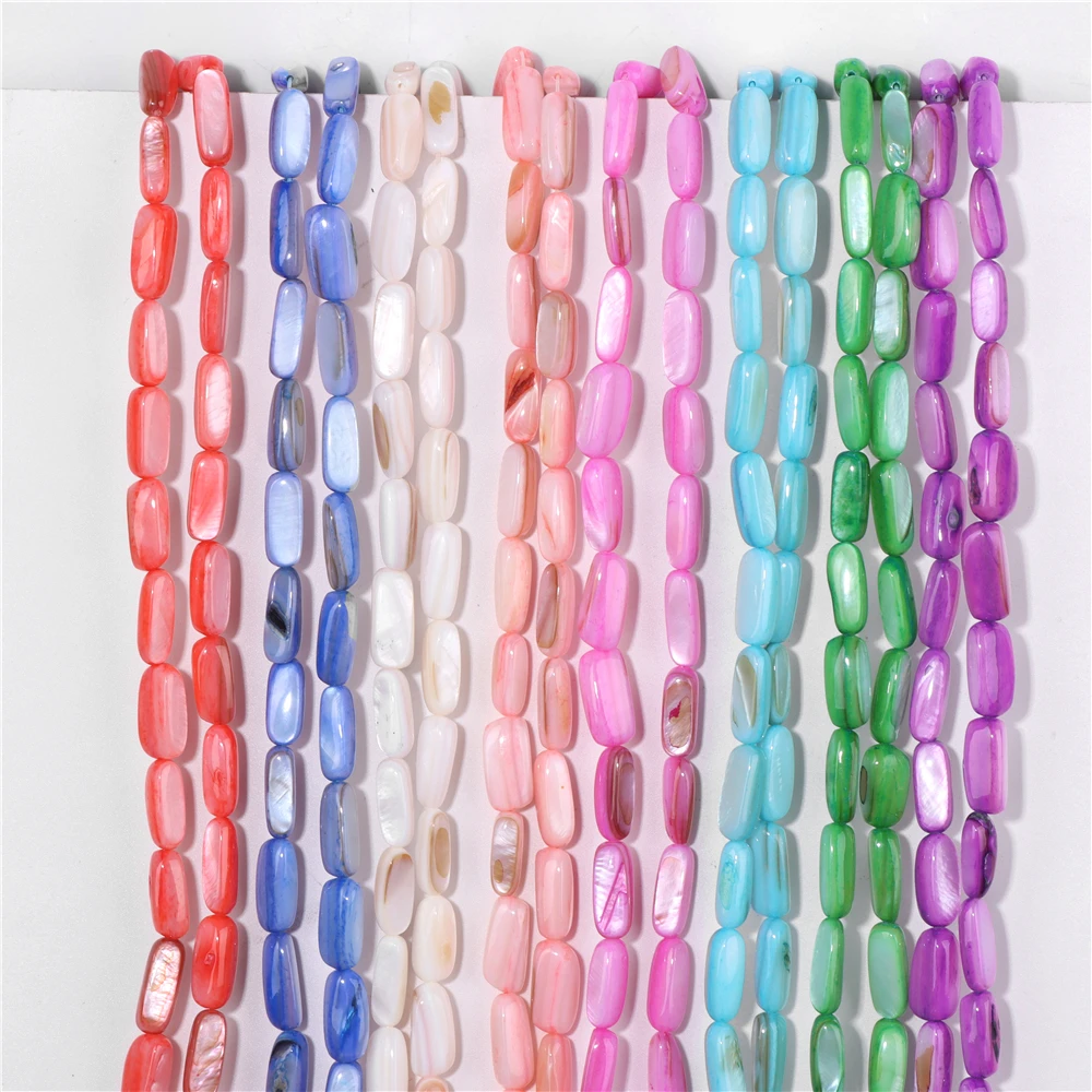 6X15MM Long strip Natural Shell Charm Beads Rectangle Loose Spacer Beads Accessories For Jewelry Making DIY Bracelet Earring