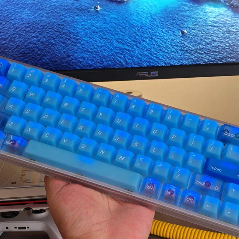 LeleDesign Ocean Blue Keycaps Custom PC Cherry Profile Key Cap Cute151pcs Transparent VU Full Set Artisandesign MX Gamers