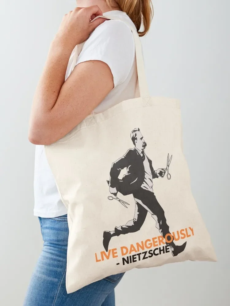 Live Dangerously - Nietzsche Tote Bag shopping cart bags free delivery bags cute pouch bag canvas shopping bag