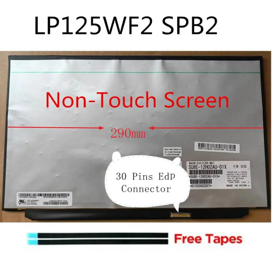 

12,5-дюймовый ЖК-экран для ноутбука LP125WF2(SP)(B2) LP125WF2-SPB1 EDP 1920x1080 IPS-дисплей для Lenovo Thinkpad X240 X250 X260 X270 X280