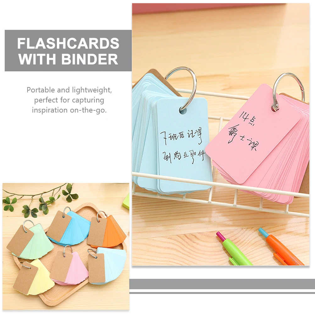 

5pcs Notebook Flash Cards Lightweight Portable Study Index Hole Binder Vocabulary Memorization Blank Supplies