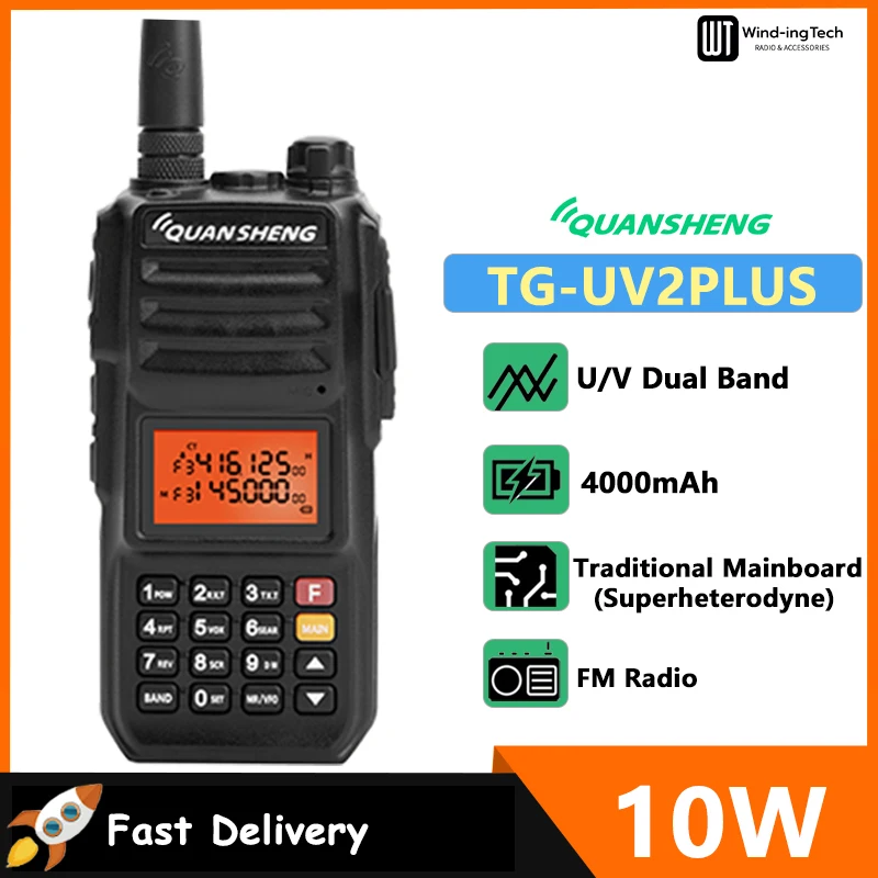 TG UV2 Plus QuanSheng Walkie Talkie 10W Long Range 4000mAh Two Way Radio 10KM VHF UHF Analog Superheterodyne FM Radio UV2Plus