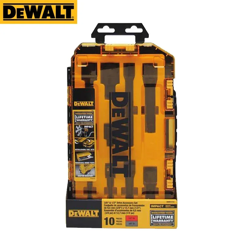 DEWALT DWMT74741 10 Piece 3/8 in & 1/2 in Drive Impact Accessory Set Socket Set With Impact Extensions DWMT74741-23