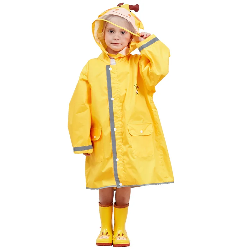 One Piece Children Rain Coat 3D Cartoon Unisex Toddler Waterpoof Hooded Jacket Kids Rainwear For Boy Girl 2-10 Years Wear